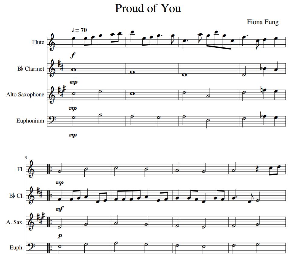 Proud of You sheet flute-Clarinet-Alto Saxophone-Euphonium